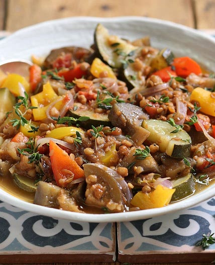 Ratatouille Braised with Green Lentils