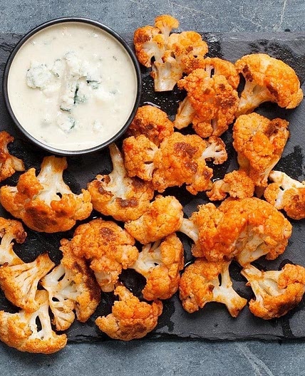 Buffalo Cauliflower with Blue Cheese Dip