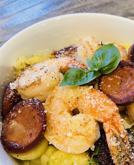 Pesto Tortellini with Shrimp & Andouille