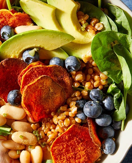 Blueberry Spinach Salad Bowl with Orange Vinaigrette