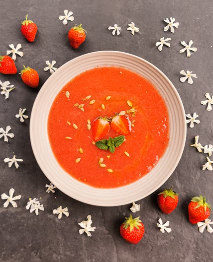 Soupe froide fraises tomates