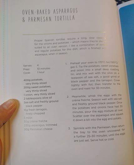 Oven baked asparagus & parmesan tortilla.