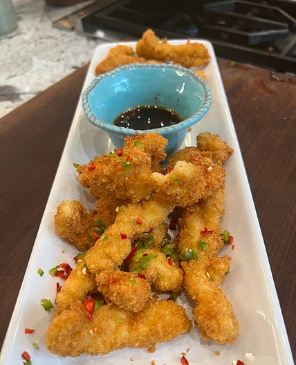 Squid Steaks with Asian dipping sauce