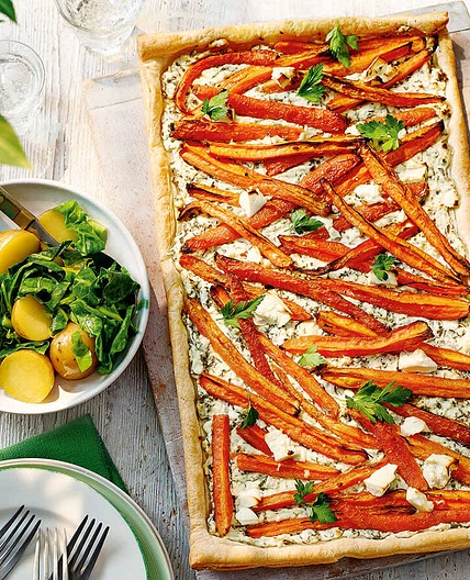 ROASTED CARROT & CHEESE TART