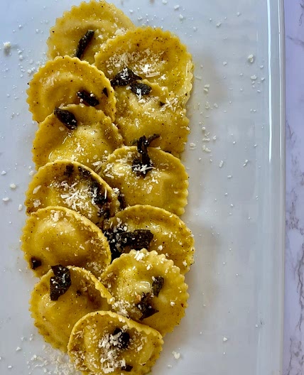 Pistachio Brown Butter Ravioli with Crispy Sage