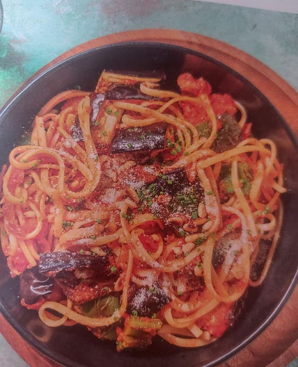 Roasted Pepper and Aubergine Linguine