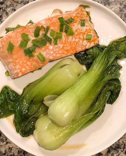 Teriyaki Baked Salmon with Braised Baby Bok Choy