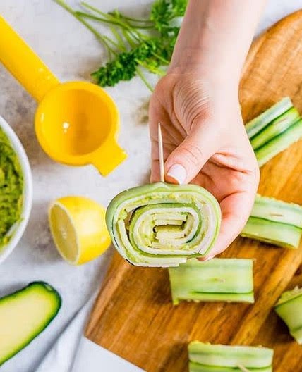 Turkey Cheese Cucumber Pinwheels with Avocado