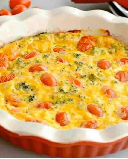 {Crustless} Vegetable Quiche 🥚🧀 🥦 🍅