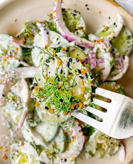 Creamy Cucumber Everything Bagel Salad