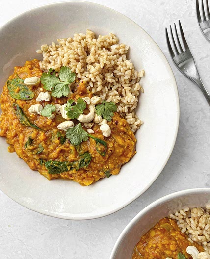 Nourishing Red Lentil & Spinach Dahl (Vegan)