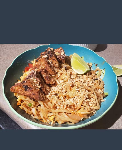 Pad Thai with crispy peanut tofu