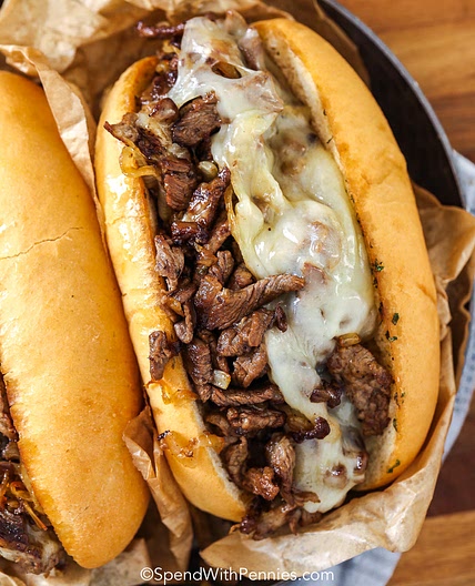 Philly cheesesteak sandwich Au Jus