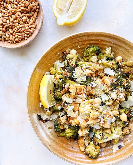 crispy broccoli caesar salad