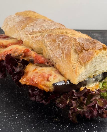 Cheesy eggplant sandwich