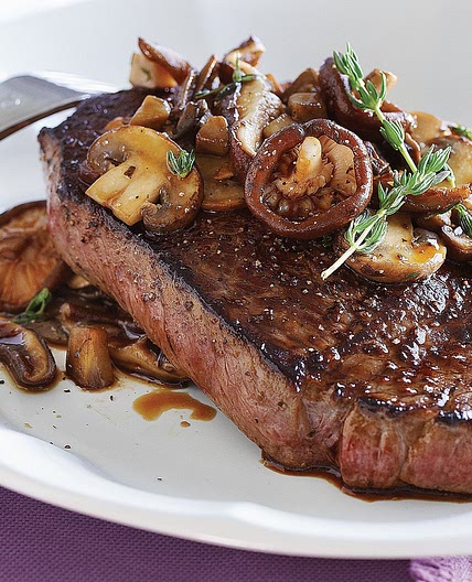 Steak with Mixed Mushroom Sauté