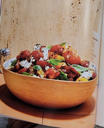 Slow Roasted and Fresh Cherry Tomato Salad with Feta, Basil and Honey