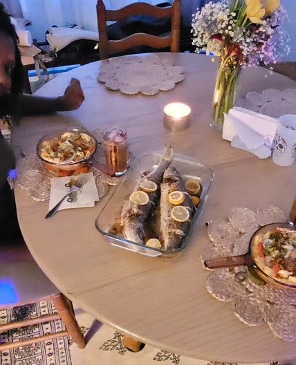 Branzino fish and pasta