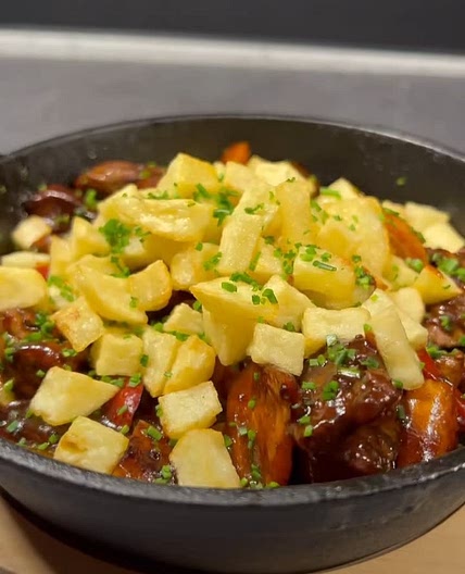 Poêle  viande et frites