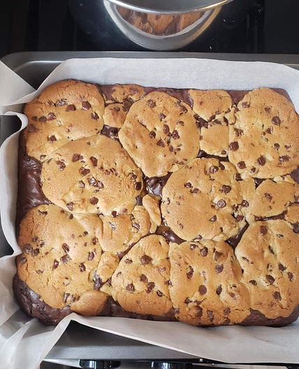 Salted Toffee Caramel Brownie Bake