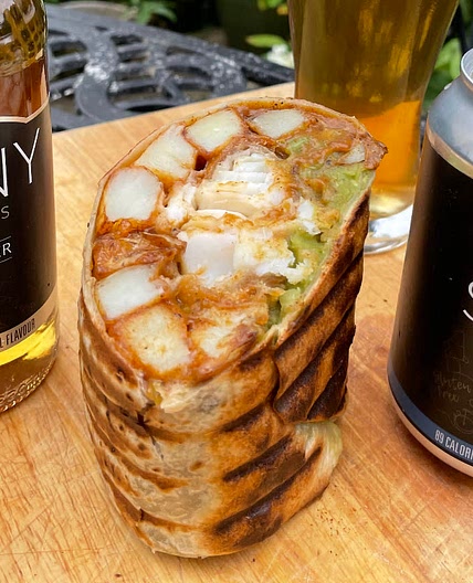 Beer Battered Fish and Chip Burrito