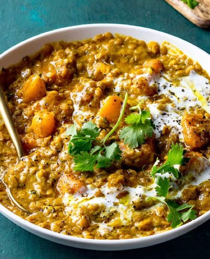 Pumpkin and lentil curry
