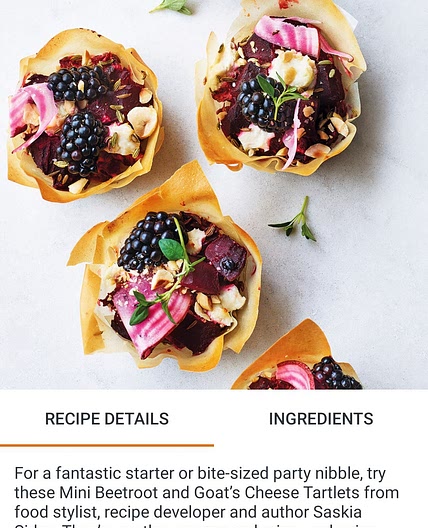 Beetroot and goat's cheese tartlets