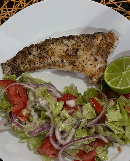 Fish and garden salad