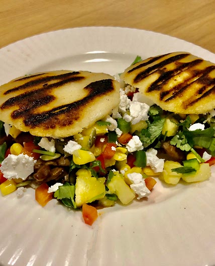35. Arepas with Black Beans and Pineapple Salsa