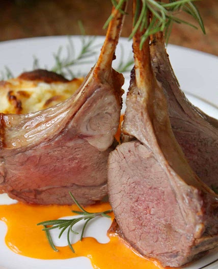 Rack of Lamb with Red Bell Pepper Butter Sauce