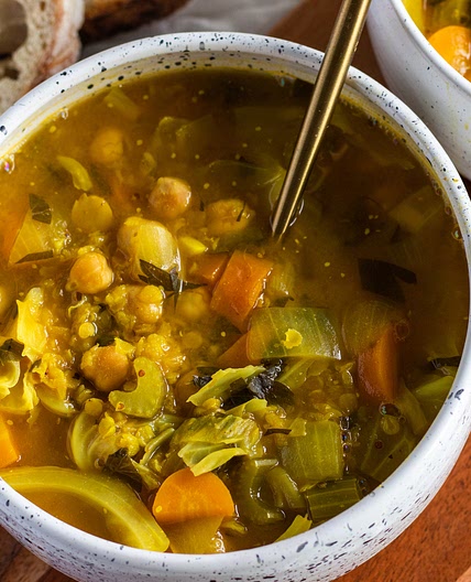 Vegan Cabbage Soup with Miso and Farro