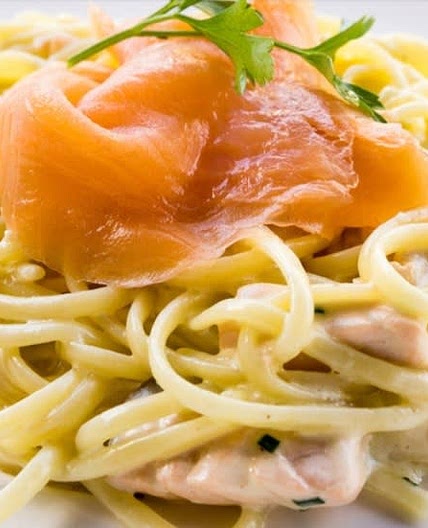 Spaghetti mit Lachs
