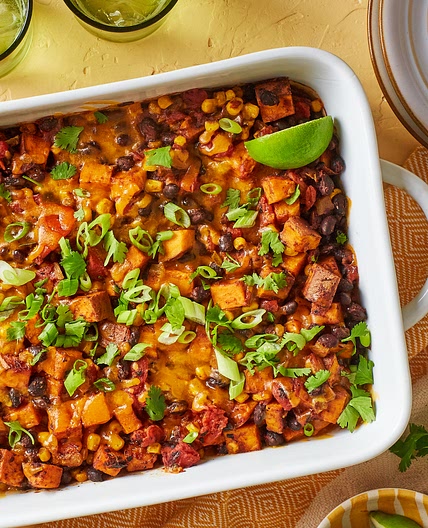 Cheesy Sweet Potato & Black Bean Casserole
