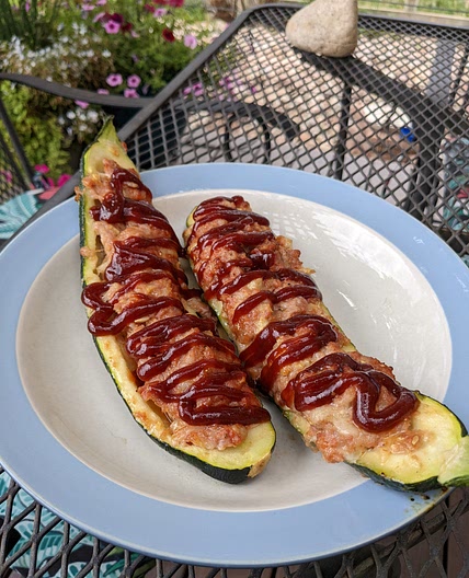 BBQ Pork Zucchini Boats