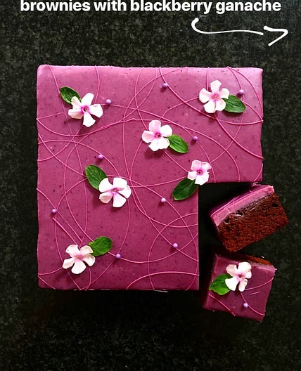 chocolate brownies with blackberry ganache