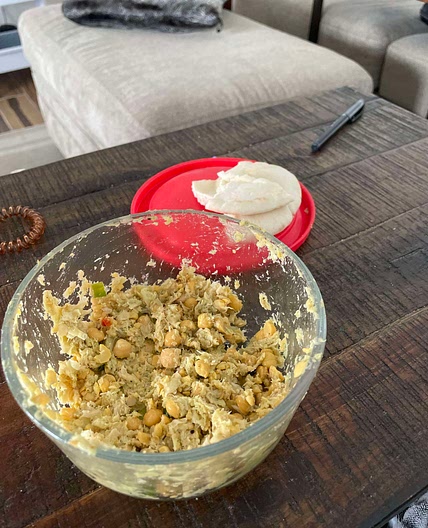 Chickpea, Tuna, Guacamole Salad