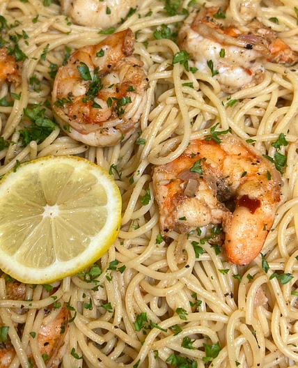 Italian Lemon Pepper Shrimp Pasta 