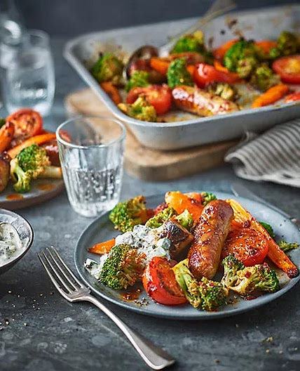 Sweet and Spicy Sausage, Carrot and Broccoli Bake