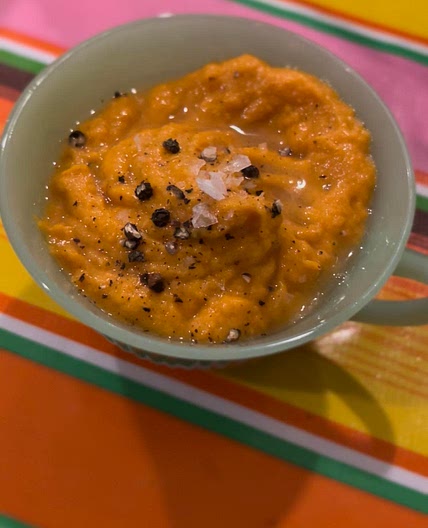 Lime tahini butter mashed sweet potatoes