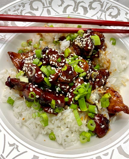Healthier Orange Chicken + Rice