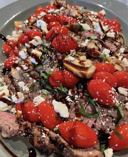 Flank Steak with Balsamic Tomato and Feta