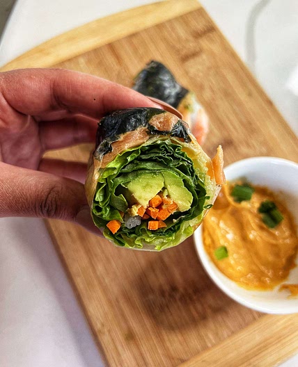 Spicy Mayo Salmon Springrolls — Angiela Eats 