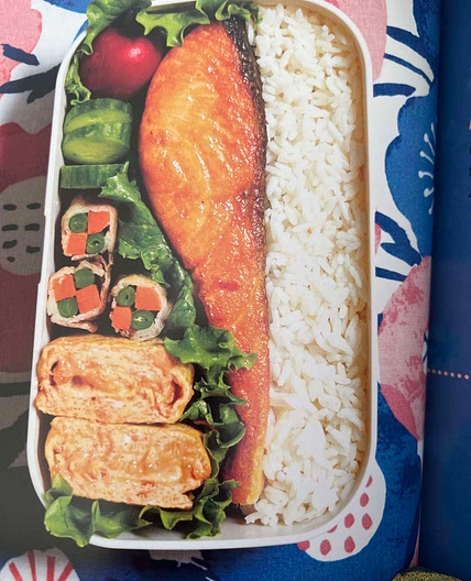Pan-Seared Salmon with Pork Roll-Ups and Carrot Egg Roll