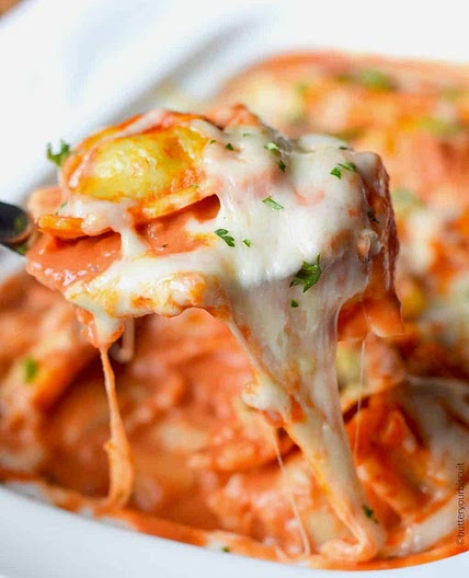 Baked Ravioli and Vodka Cream Sauce