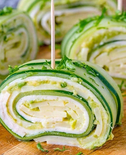 Turkey and Cheese Cucumber Rolls