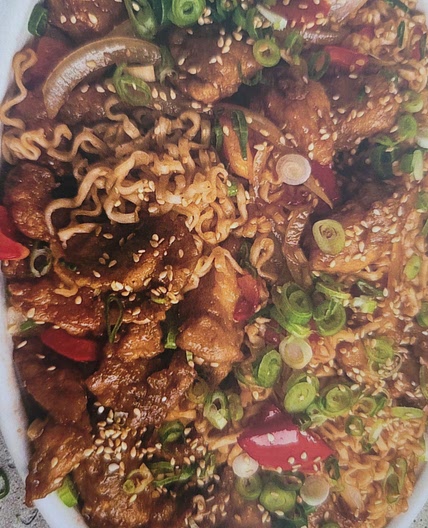 Sweet and Sour Chicken with Ramen noodles