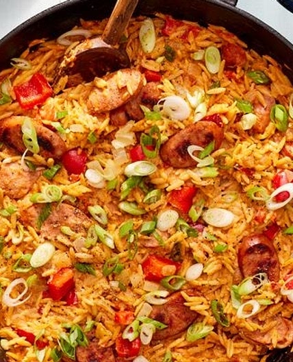 One pan Cajun orzo with sausage