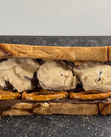 Crunchy chocolate peanut butter sandwich