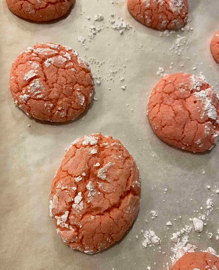 Strawberry Crinkle Cake Mix Cookies