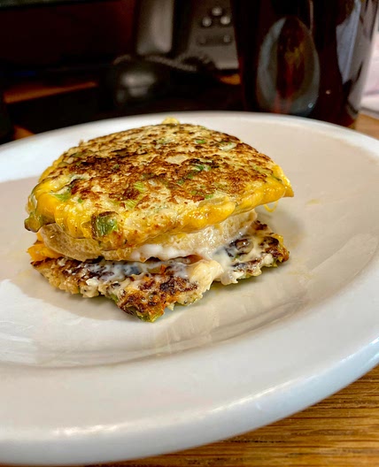 Cauliflower Scallion Pancake Egg Sandwiches